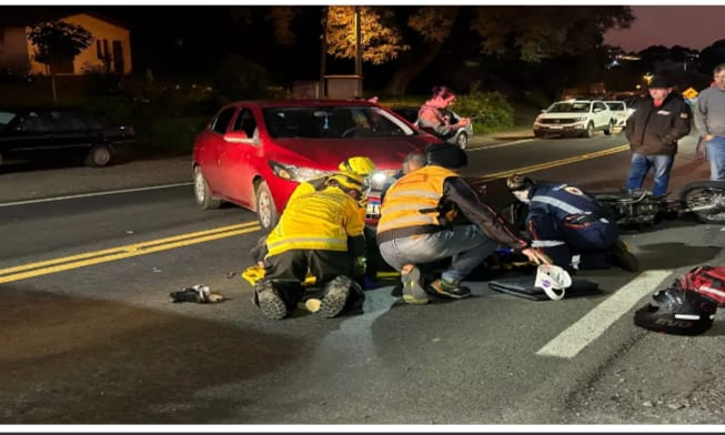 Motociclista fica ferido em acidente na BR-470 em Carlos Barbosa